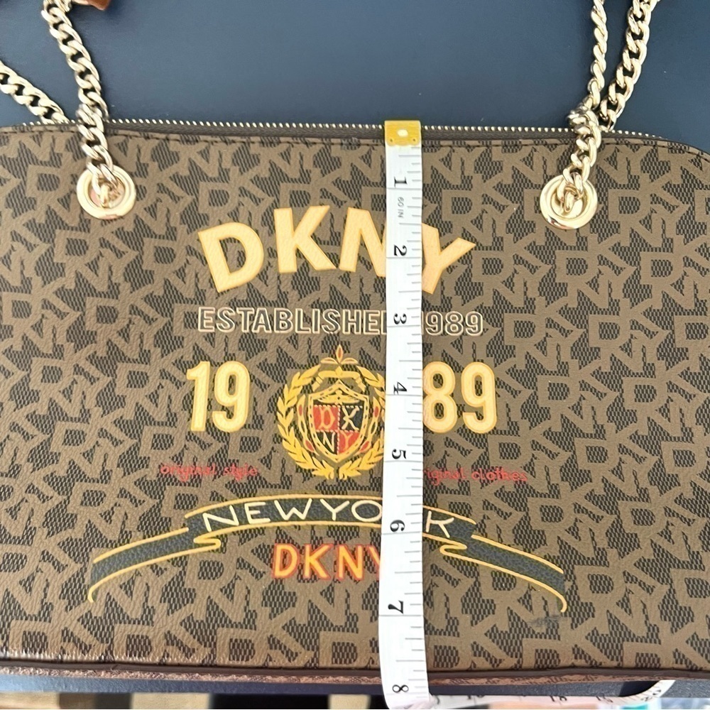 DKNY Madison Satchel Brown Logo Monogram Shoulder Bag Purse - Picture 16 of 17